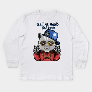 Sell me magic cat food - Catsondrugs.com goodvibes, love, hip hop, instagram, happy, positivevibes, party, rap, like, lifestyle, follow, marihuana, smile, vibes, weed Kids Long Sleeve T-Shirt